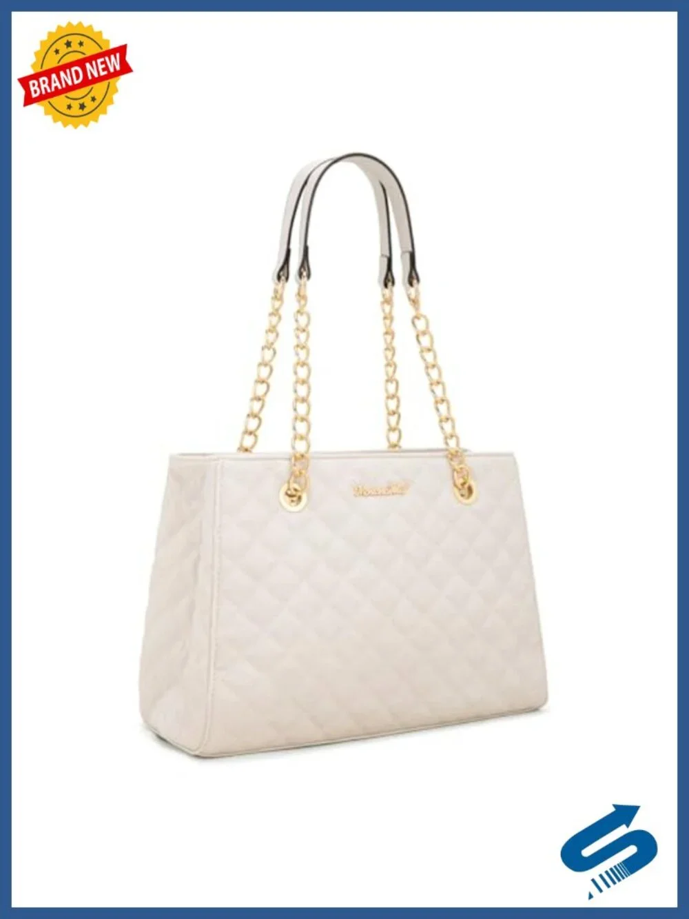 Quilted Chain Shoulder Tote Bag Faux Leather Medium Satchel Purse